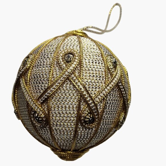 Victorian style Ornament Gold Satin Beaded Brocade Regency Wedding - Picture 2 of 5